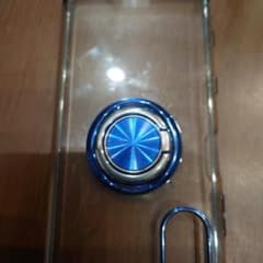 スマホリング付き クリアケース ブルー