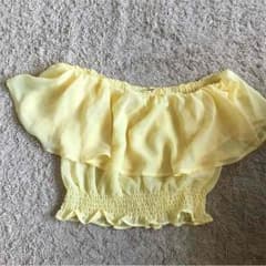 オフショルダー フリル 黄色のサムネイル