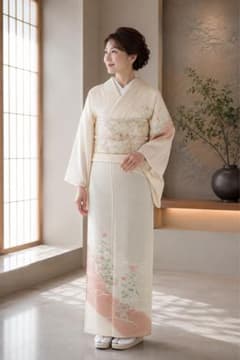 訪問着 絽 夏着物 　クリームイエロー 　身丈160cm 仕立て上がり 正絹 訪問着 絽 夏着物 クリームイエロー 身丈160cm 仕立て上がり 正絹
