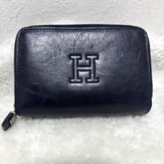 HIROFU ヒロフ 二つ折り財布 レザー ラウンドファスナー Hロゴ 濃紺 HIROFU ヒロフ 二つ折り財布 レザー ラウンドファスナー Hロゴ 濃紺