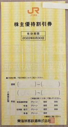 JR東海　株主優待券のサムネイル
