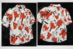 Libby&Rose レディースF 半袖ブラウスシャツ 総柄個性的　美品トップスのサムネイル