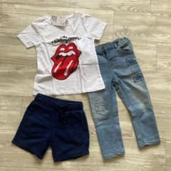 ローリングストーンTシャツ　デニム　ハーフパンツのサムネイル