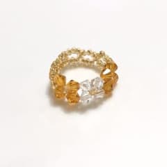スワロフスキー＊リング 小花 オレンジのサムネイル