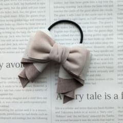 リボン ヘアゴム♡カノンリボン〜long〜♡スエード クリーム