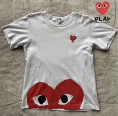 プレイ　コムデギャルソン　ダブル　赤ハート　半袖　Tシャツ　ホワイト　白　Lのサムネイル