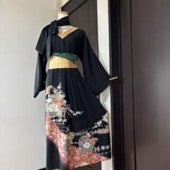 彩　着物リメイク♪ 黒留袖からタックワンピース❣️補修ありのサムネイル