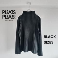 PLEATS PLEASE ハイネック長袖カットソー　3 PLEATS PLEASE ハイネック 長袖カットソー 黒 サイズ3 - メルカリ