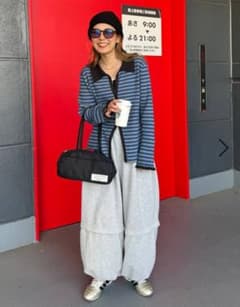 [MODE NORM CORE] 12Gフリルカフスリブカ ーディガン　ブルーＭ