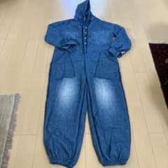 Denim hooded all-in-one
