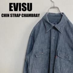 EVISU エヴィス  ｼｬﾝﾌﾟﾚｰﾃﾞﾆﾑ ﾌﾟﾙｵｰﾊﾞｰ ｾｰﾗｰｼｬﾂ 34 えびすプリントとマルチポケット ルーズフィット バイカー デニム
