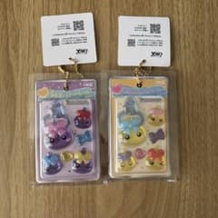 ほっぺちゃん うるちゅるPOPシールミニキーホルダー 紫 黄