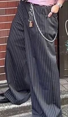 メンズ ストライプ ワイドスラックス パンツ　y2kのサムネイル