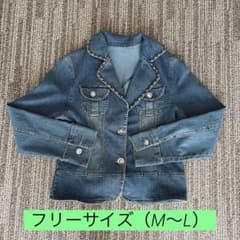 デニムジャケット ビジュー装飾 バックリボンのサムネイル