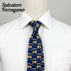 お洒落】フェラガモ アニマル柄ネクタイ ビジネス Vゾーン 象柄