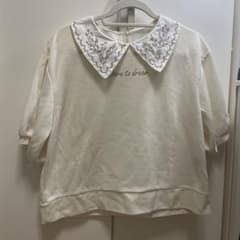 刺繍襟 半袖カットソー ホワイトのサムネイル