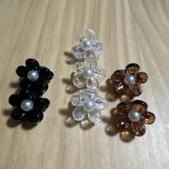 お花 ミニバンスクリップ 7個セット ミニヘアクリップ パール 韓国風アレンジのサムネイル