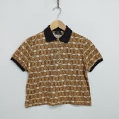 FENDI イタリア製 ペカン ズッカ 短丈 クロップド ポロシャツ 90s