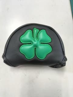 ゴルフ パターカバー 小型マレットタイプ対応 マグネット付 クローバー模様 黒のサムネイル