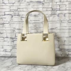 美品✨MORABITO モラビト・ハンドバッグ レザー 無地 アイボリー系 