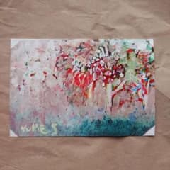 『林の奥』　印刷版　ハガキ　手描き　絵画　アクリル　森　林　風景のサムネイル