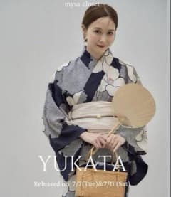 mysa closet 浴衣 帯セット 椿柄 ネイビー - メルカリ