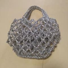 Metallic Silver Mesh Handbag