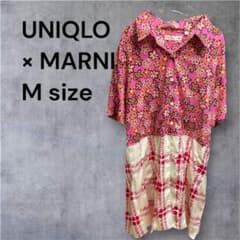 美品】ユニクロ×マルニ オープンカラープリーツワンピース 花柄 Mサイズのサムネイル