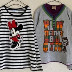 size140Tシャツ２着セット　ライトオン・ミニーUTTIG BABY重ね着風のサムネイル