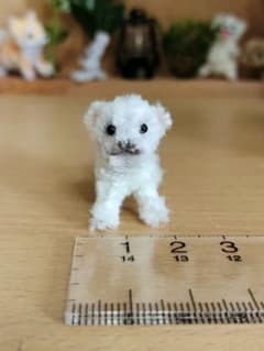 ホワイトライオン モールアート ミニチュア ぬいぐるみ ハンドメイドモールドールのサムネイル