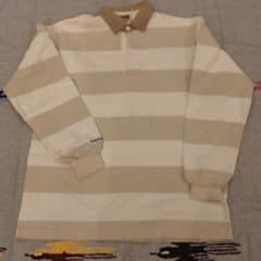 BARBARIAN ラガーシャツ XL ベージュ/ホワイトストライプ - メルカリ