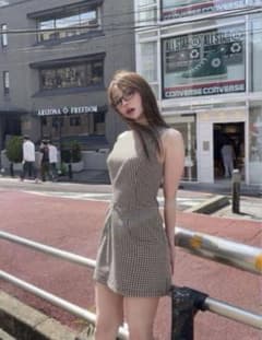 【美品】andmary ナタリーチェックミニドレス　ブラック 美品】andmary ナタリーチェックミニドレス ブラック - メルカリ