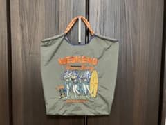 ハワイアン刺繍デザイン エコバッグ カーキのサムネイル