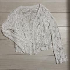 花柄レース編みカーディガン ホワイトのサムネイル