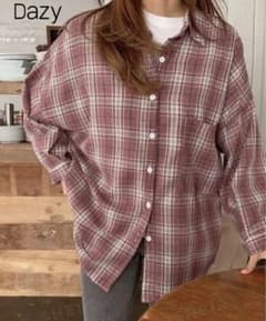 【新品！】最終値下げ　チェック柄シャツ　ピンクのサムネイル