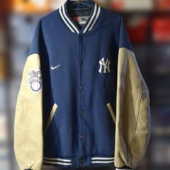 ナイキ ヤンキース 袖レザースタジャン old nike yankees 90s - メルカリ