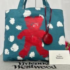 美品】ヴィヴィアンウエストウッド クリーピーベア トートバッグ 水色