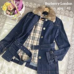 Burberry London ノバチェック ラビットファー デニムコート 42 - メルカリ