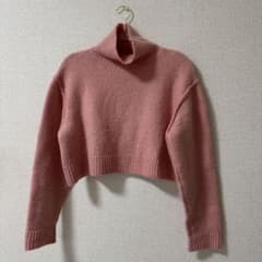ZARA ピンク ハイネック ショートニット セーター 長袖Mサイズのサムネイル