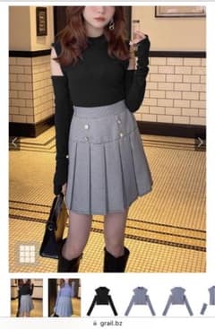 アームウォーマー付きフレンチスリーブリブトップスのサムネイル