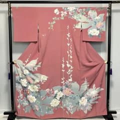 D638 訪問着 手描き花模様 正絹 着物 袷 極美品 - メルカリ