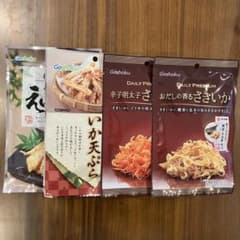 いか天ぷら・焼きえいひれ、辛子明太子さきいか・おだしの香るさきいかセットのサムネイル