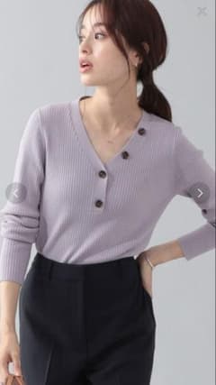 B:MING by BEAMS Vネックリブニット 長袖 パープルのサムネイル