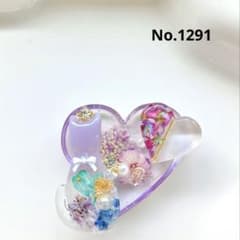【再販×】レジン ダブルハート　猫ちゃん付き　クリアパープル◡̈♥︎ ※透け感あり 再販×】レジン ダブルハート 猫ちゃん付き クリアパープル◡̈