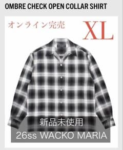 新品 XL 26ss ワコマリア オンブレ オープンカラー チェック シャツ 