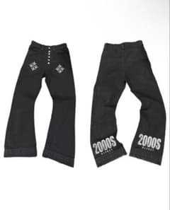 DETW 2000s Punk Jeansフレアデニムパンツopium
