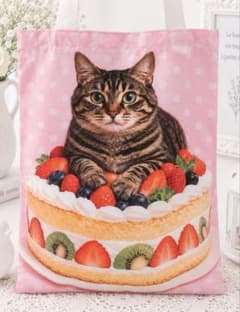 本日23時まで販売】人気猫バッグ キジ猫 ケーキ ピンク 丈夫な新品