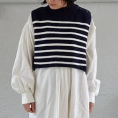 HYKE ハイク ニットベスト ボーダー クロップドニットベスト 定価2.5万
