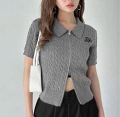 GRL ニットロゴ刺繍ダブルジップトップスのサムネイル