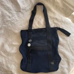 PORTER ネイビーメッシュトートバッグ 缶バッジ付き - メルカリ